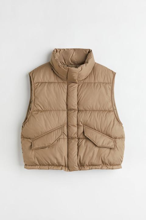 Stand-up-collar Puffer Gilet - Green