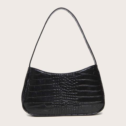 Croc Embossed Baguette Bag