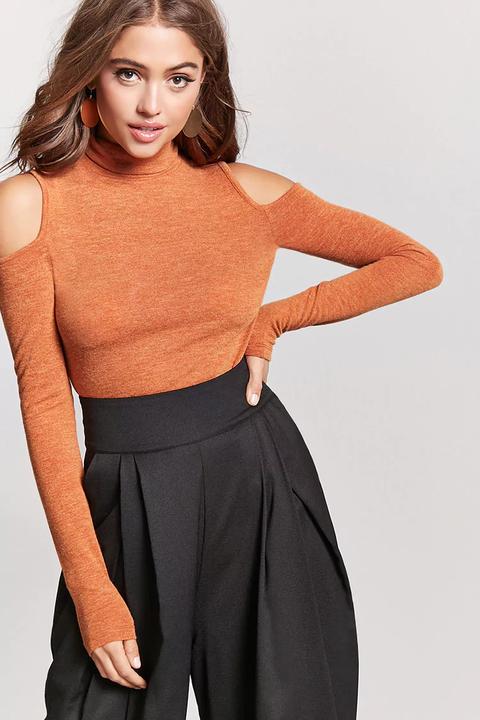 Open-shoulder Turtleneck Sweater