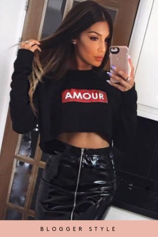 Kelly Black Amour Cropped Jumper