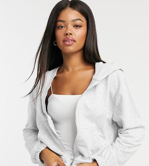 Stradivarius Oversized Zipper Hoodie In Grey