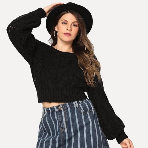 Übergroßer Crop Pullover Mit Öse Detail