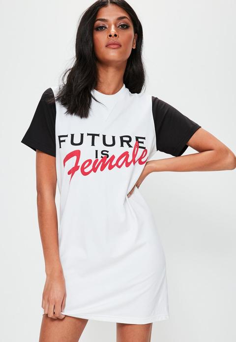 White Oversized Future Is Female T-shirt Dress