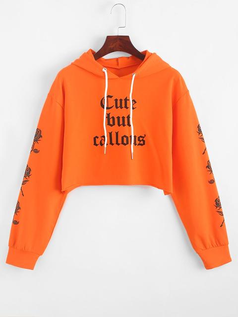 Felpa Con Cappuccio Floreale Con Slogan E Motivo Floreale Di Halloween Orange