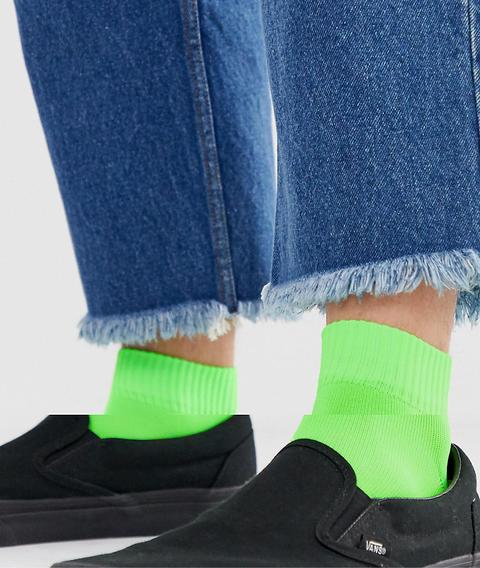 Asos Design Super Short Sport Socks In Neon Green