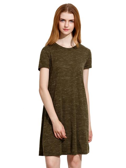 Army Green Tees Short Sleeve Casual Dress