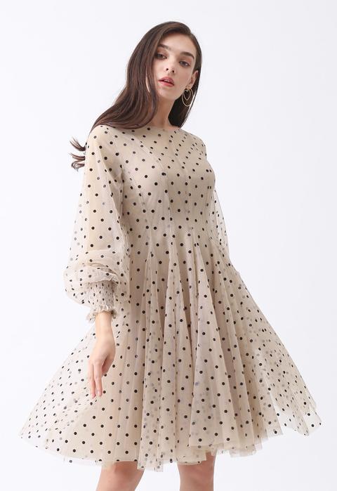 polka dot mesh dress