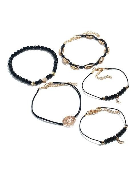 Set Bracciali A Maglia Decorazione Conchiglia Black