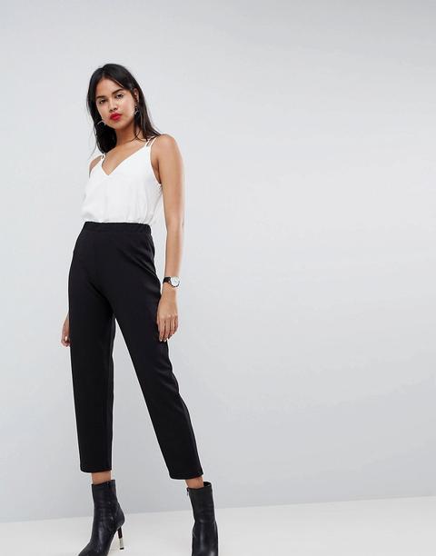 Asos Design - Pantaloni Affusolati Neri In Crêpe Di Jersey Senza Chiusura - Nero