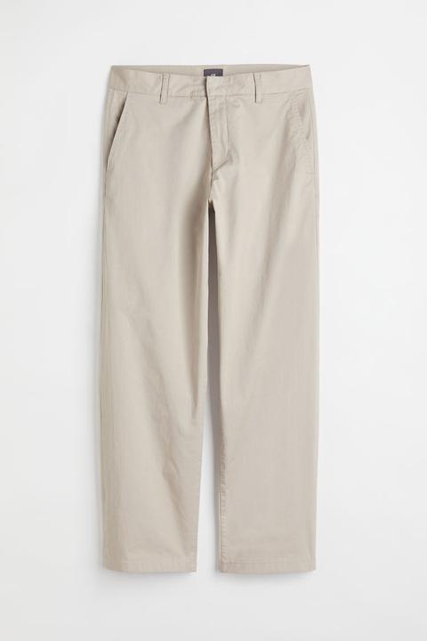 Chinos De Algodón Relaxed Fit - Beis