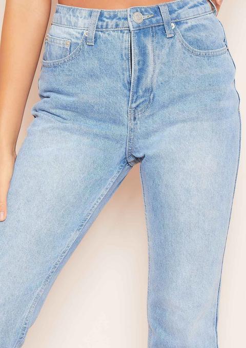 Olivia Mid Wash Blue Raw Hem Denim Mom Jeans from Missy Empire on 21 ...