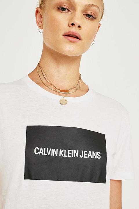 Calvin Klein Jeans Black Box Logo White T-shirt