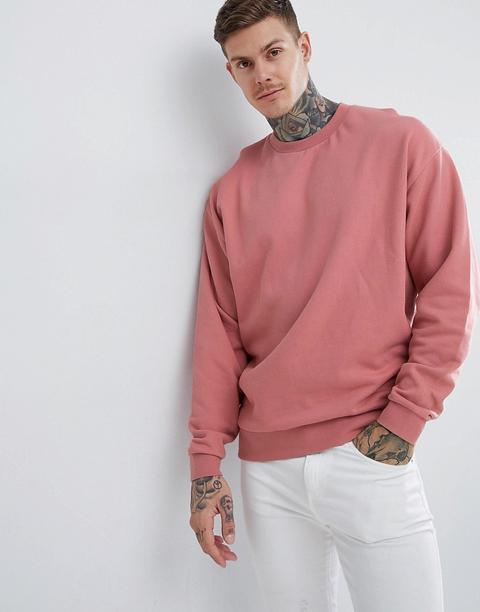 Asos Design Oversized Sweatshirt In Pink - Flamingo