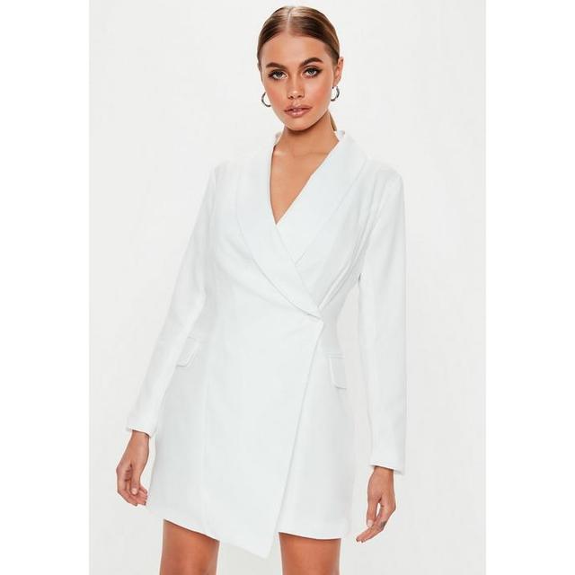 white asymmetric blazer dress