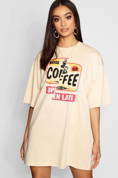 Coffee Shop Oversized T-shirt Dress