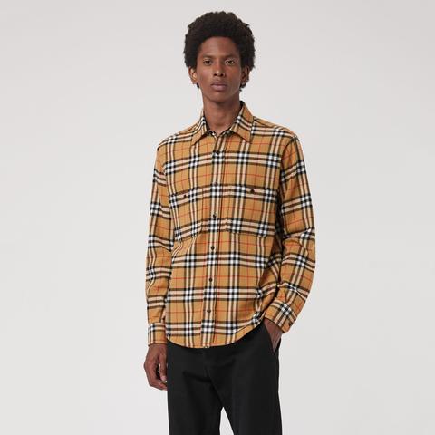 Vintage Check Cotton Flannel Shirt