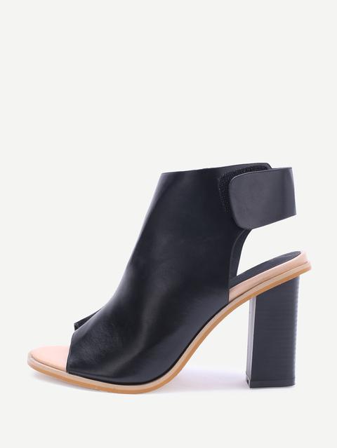 Nero Peep Toe Sling Indietro Tacchi Alti