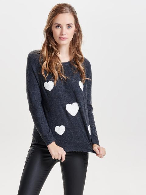 Heart Pattern Knitted Pullover