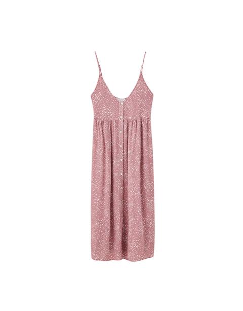 Vestido Midi Rosa Motitas