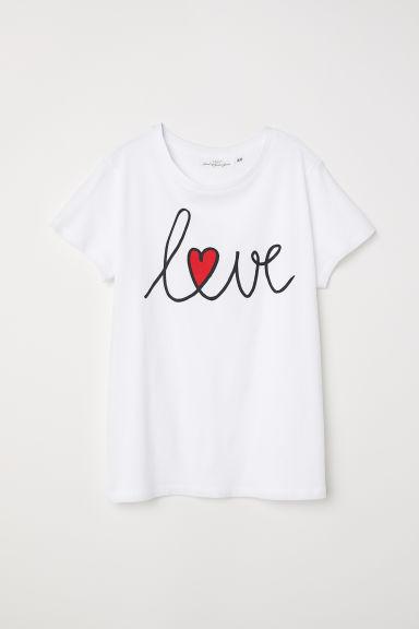 H & M - T-shirt Con Stampa - Bianco