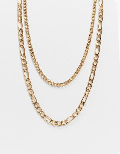 Bershka Layered Chain Necklace In Gold