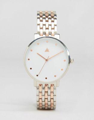 Asos - Orologio Boyfriend Minimal In Metallo Argento E Rosa Oro