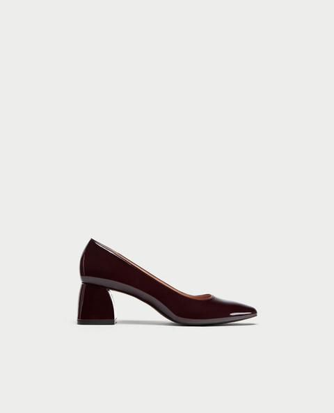 mid heel patent court shoes