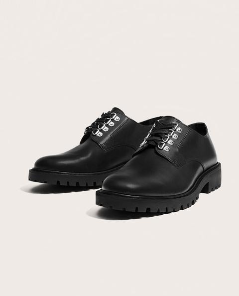 Zapato Piel Piso Track Negro