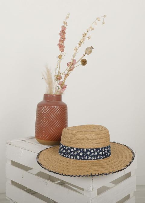 Sombrero Rafia Cinta Estampado Floral
