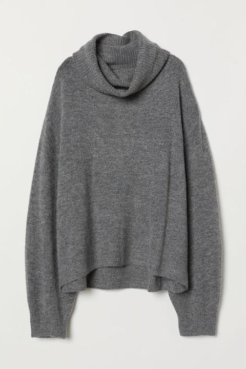 Jersey De Cuello Alto De Punto - Gris