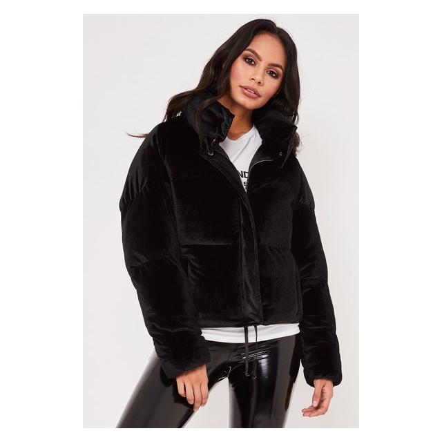 zara black velvet puffer jacket