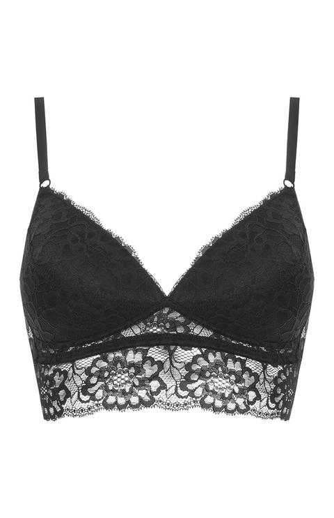 Bustier De Encaje Negro Con Relleno