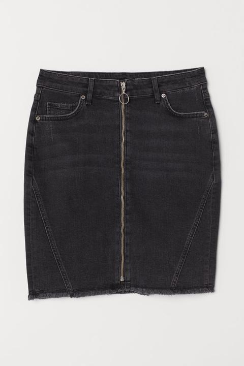 H & M - Gonna In Denim Con Cerniera - Nero
