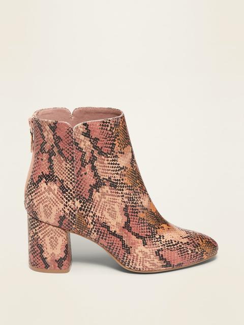 faux snakeskin booties