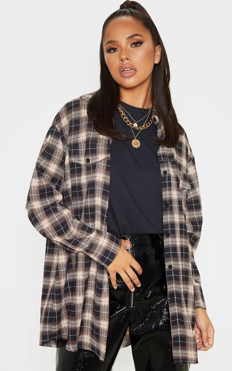 Black Checked Oversized Shirt