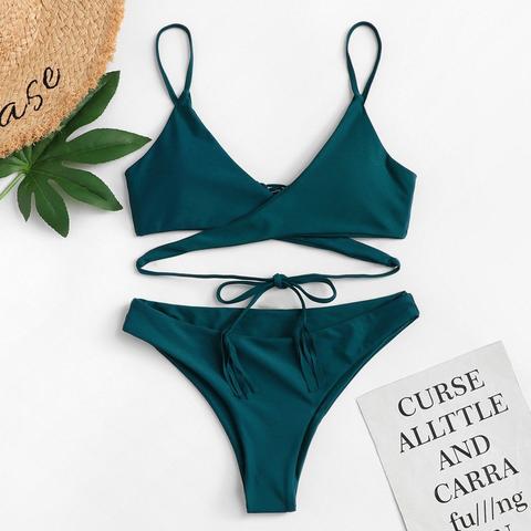 Colore Unico Bikinis Verde Militare Costume Da Bagno