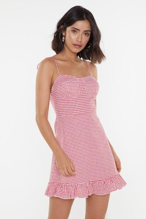 Womens Go Gingham Hell Tie Mini Dress