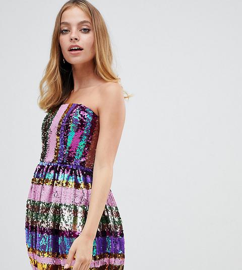 Asos Design Petite - Vestito Da Cerimonia A Fascia A Righe Con Paillettes -  Multicolore from ASOS on 21 Buttons