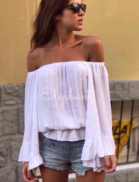 Blusa Perlas Blanca