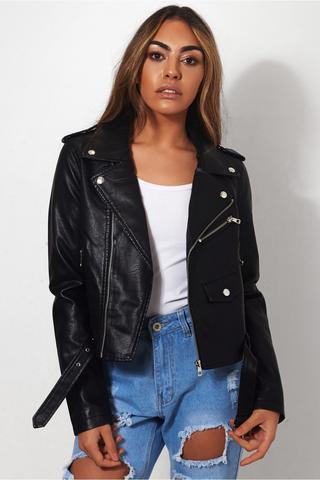 Black Faux Leather Biker Jacket