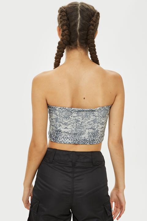 topshop snake print bandeau dress