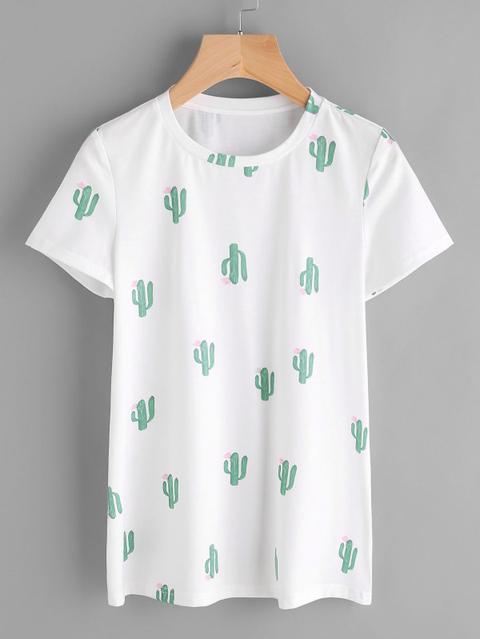 Camiseta Estampada De Cactus