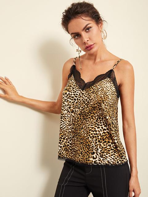 Top De Tirante Leopardo Con Encaje