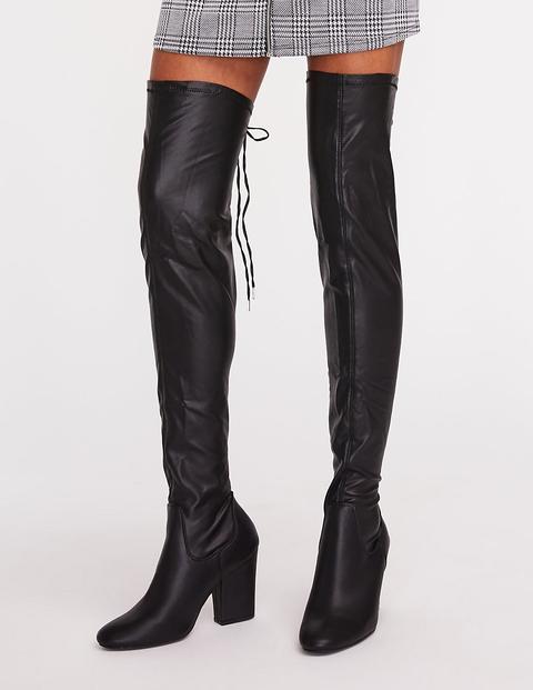 faux leather over the knee boots