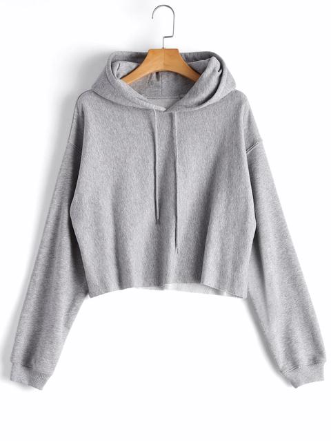 Felpa Con Cappuccio Pullover Corta Con Spalle Oblique Gray Black Red