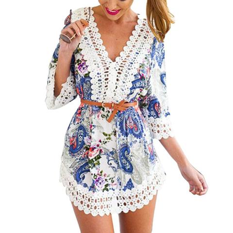 Mini Dress Flower Lace