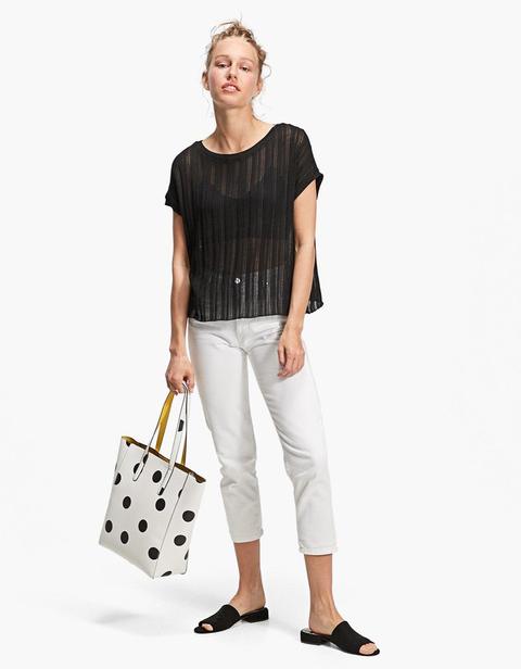 Polka Dot Tote Bag In White