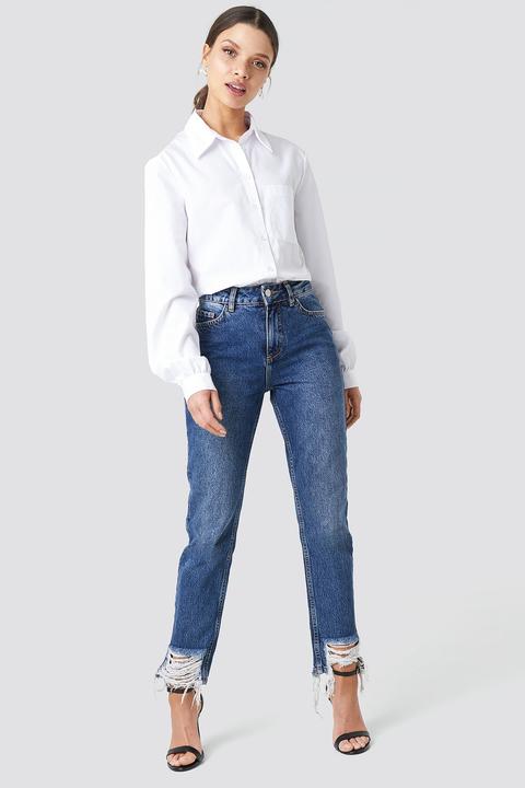 Na-kd Ripped Hem Jeans - Blue