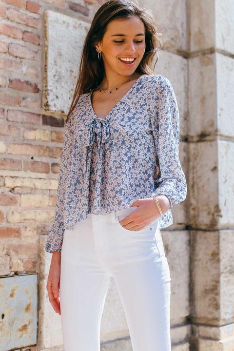 Blusa Floral Print Azul