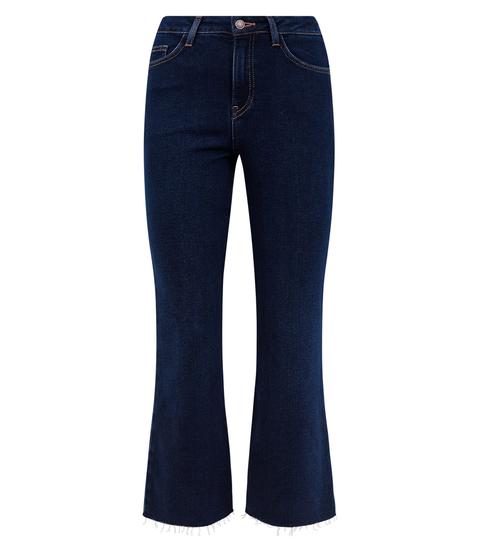 Blue Rinse Wash Frayed Kick Flare Jeans New Look